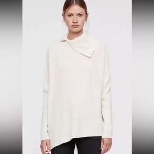 Allsaints Women’sHettie Oversized Pullover Sweater Ivory Size Small Wool